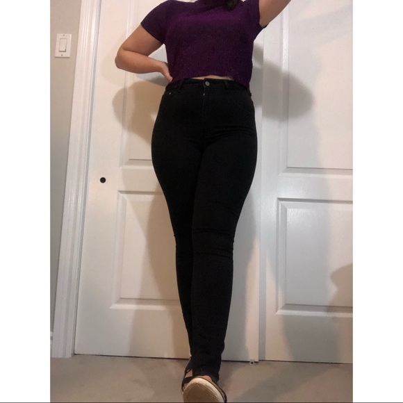 Black Skinny High Waisted Jeans - Picture 1 of 4